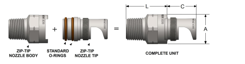 ZFL30 Flat Spray Components ZFL Tip Flat Spray Zip-Tip Nozzle Component ...